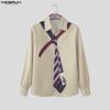 INCERUN Summer Men Lapel Neck Long Sleeve Floral Print Casual Shirts Tops