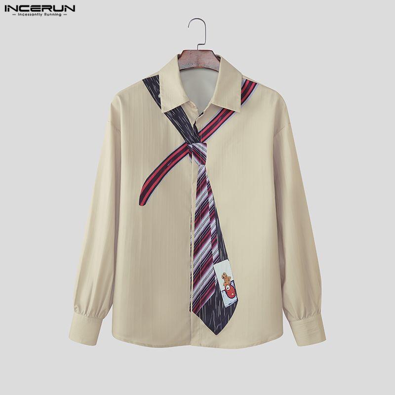 INCERUN Summer Men Lapel Neck Long Sleeve Floral Print Casual Shirts Tops