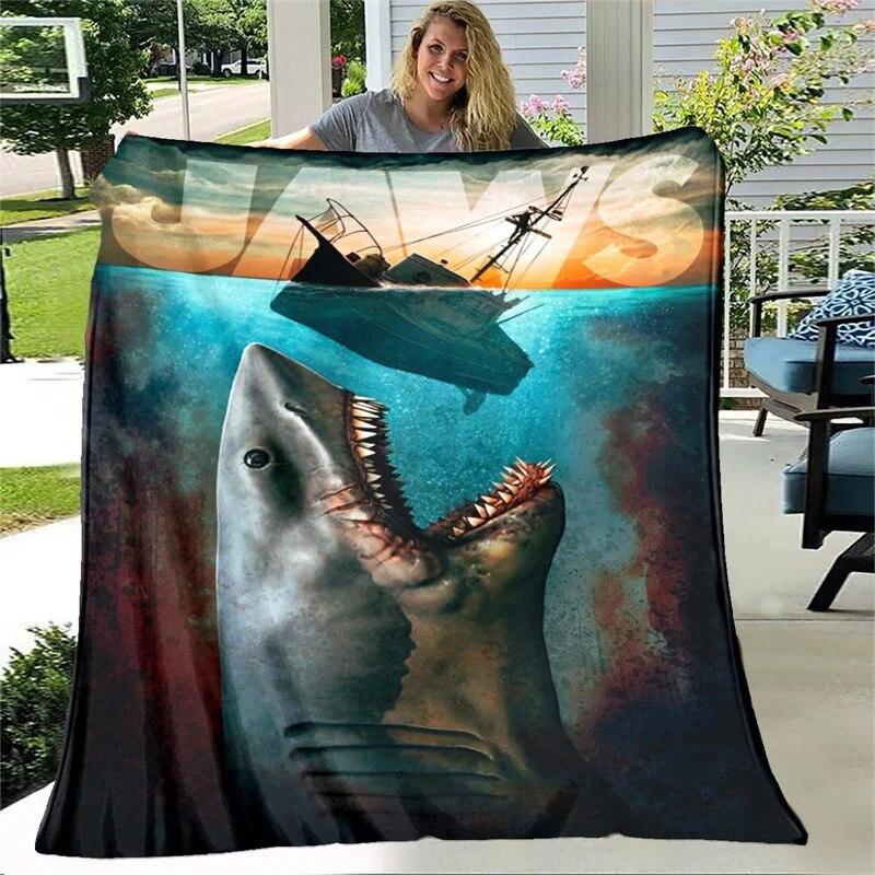 

Jaws Blanket Throw Blanket Shark Fleece Blanket Soft Cover Warm Bedspreads Blankets for Beds Couch Travel