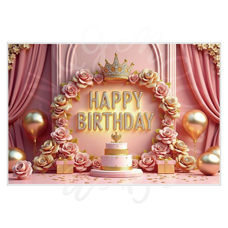 Pink Birthday Theme Party Decoration Backdrop Cloth - Party Decoration Scene Background Wall Hanging