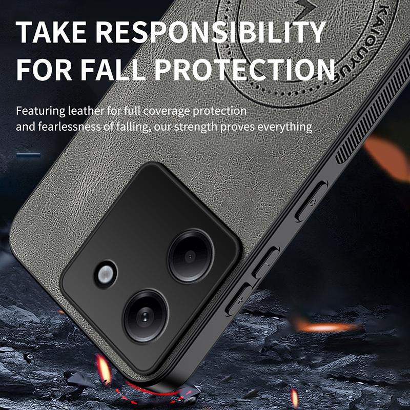 For Poco M7 Pro Luxury Magnetic Wireless Charge Phone Case For Xiaomi Poco M7 Pro Shockproof Matte Leather Back Cover Shell