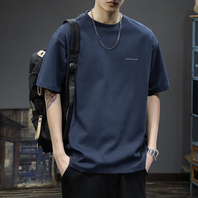 

Heavy short-sleeved T-shirt men s clothes summer new pure cotton backing white loose half-sleeved t-shirt 3xl [recommended 95-107.5kg]