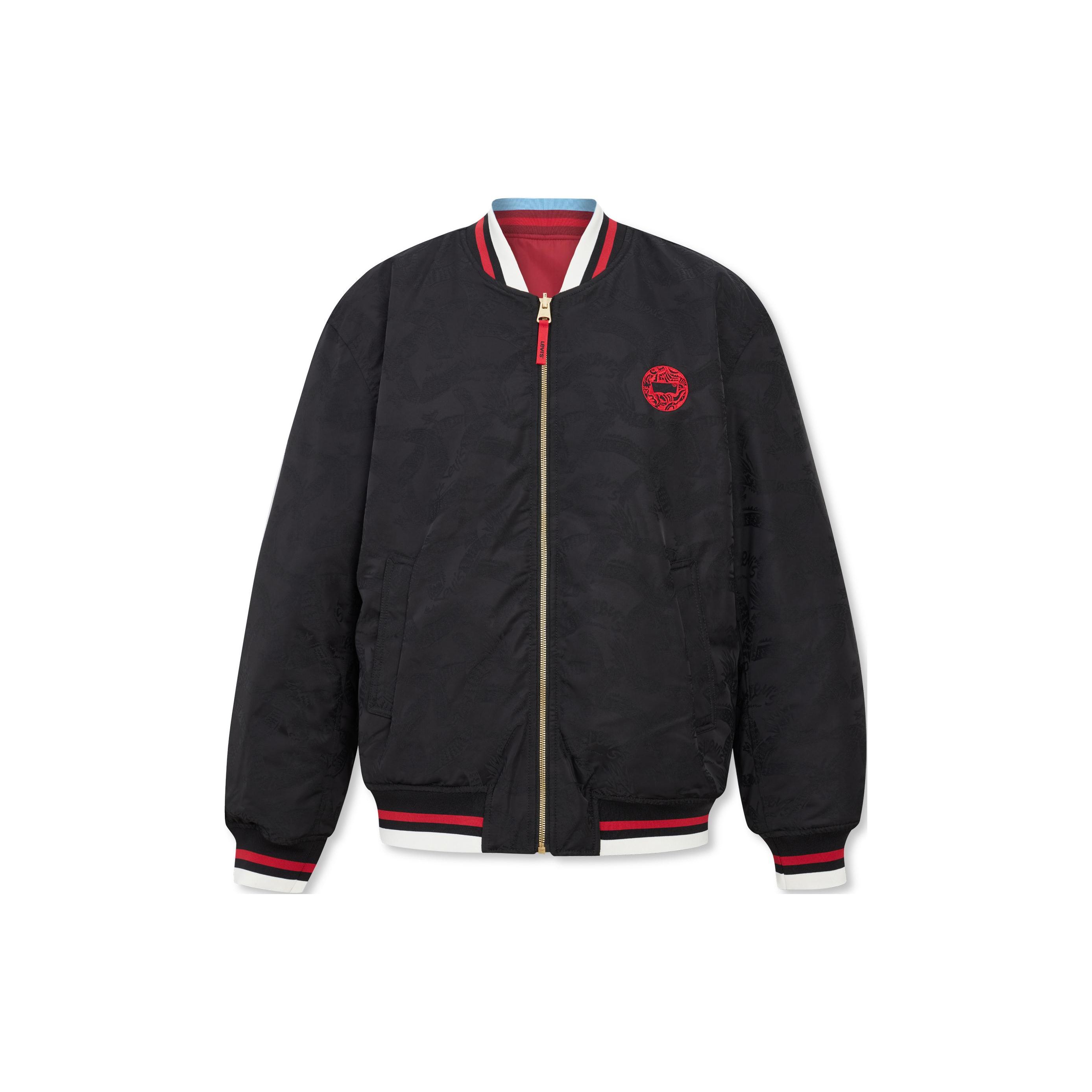 

Мужская куртка Levis Year Of The Dragon Limited Edition Двусторонняя Двухцветная Вышитая на молнии Хлопковая куртка Мужская куртка Черный A7837-0000 M