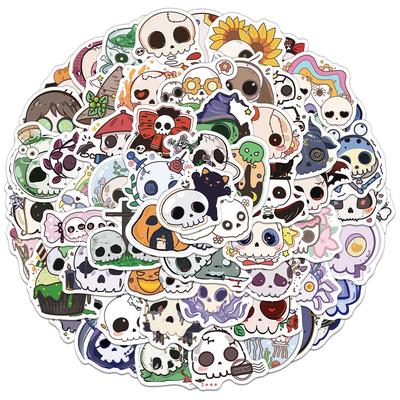 50 Halloween Groovy Skull Cartoon Stickers: DIY Phone Case & Notebook Decorations