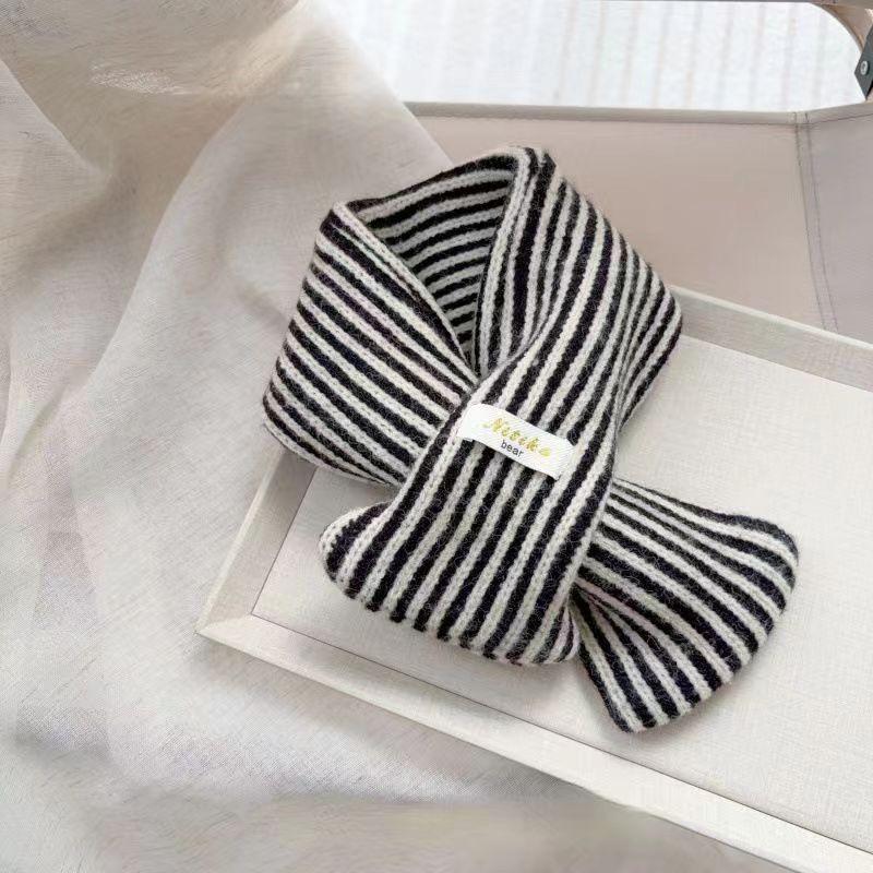 Children's Scarf Striped Warm Autumn and Winter Girl Baby Foreign Style Knitted Windproof Wool Scarf Neck Cover