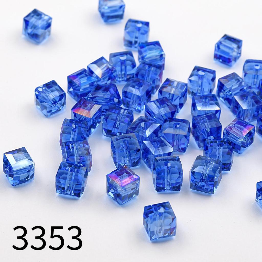 50pcs 8mm High Transparency Colorful Square Glass Beads for Phone Chain & Bracelet Making