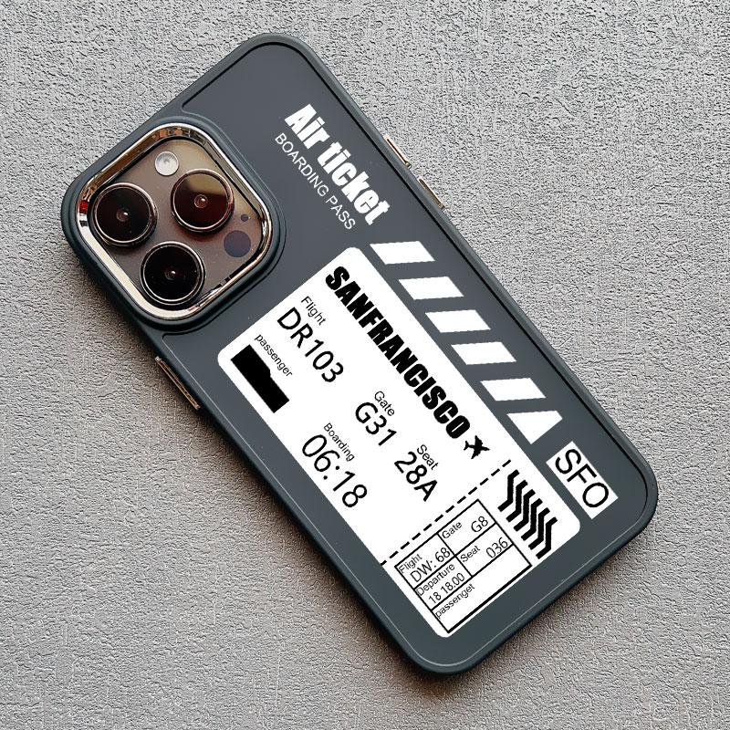 Hot Air Ticket Travel New York London Paris Label Phone Case for iPhone X XS XR 11 12 13 14 15 Pro Max 7 8 Plus Black Soft Cover