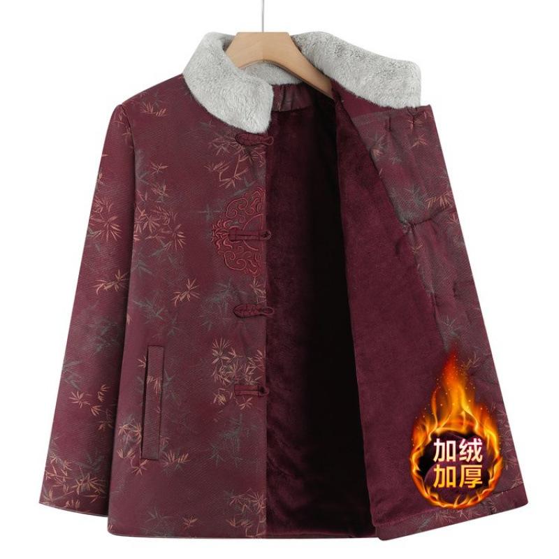 Winter padded jacket medium and old velvet thickened warm padded jacket old lady padded jacket