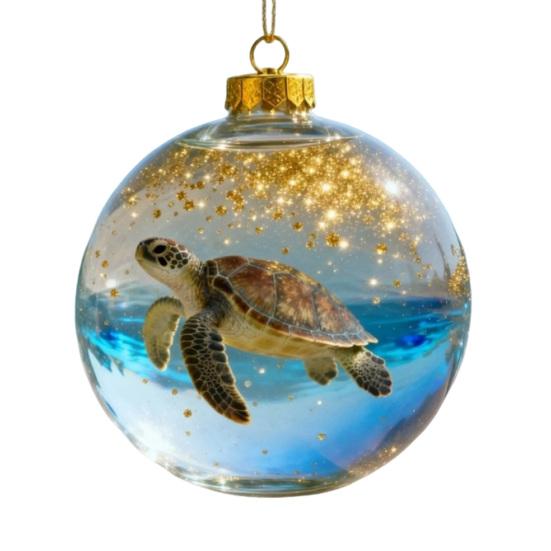 Clear Ball Ornament 3D Butterfly/Turtle/Dolphin Animal Christmas Ball Decoration Memorial Gifts for Animal Lovers