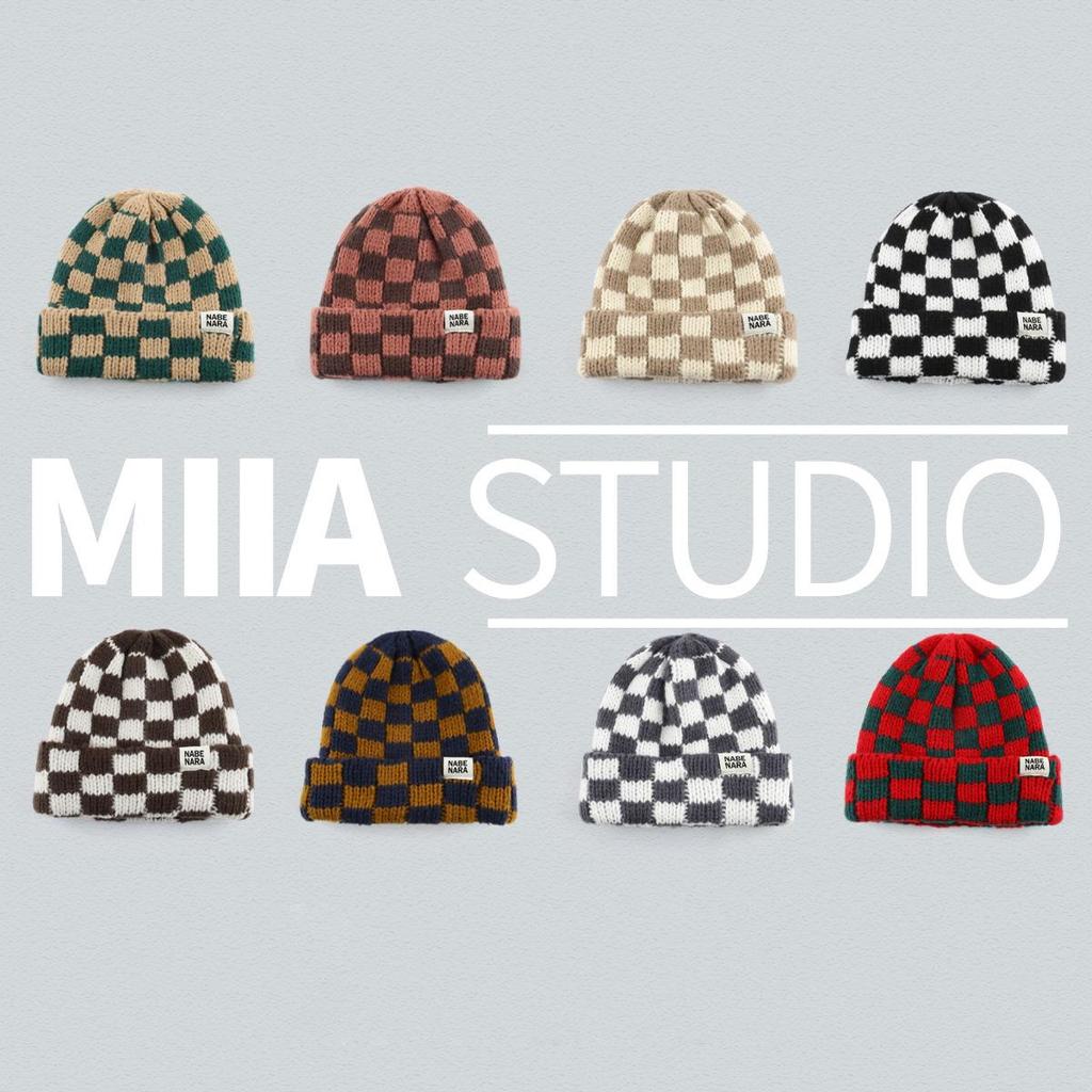 Damrutig stickad ullmössa, Koreansk & Japansk stil, Höst/Vinter, Stor passform, Ansiktsförminskande, Julutgåva