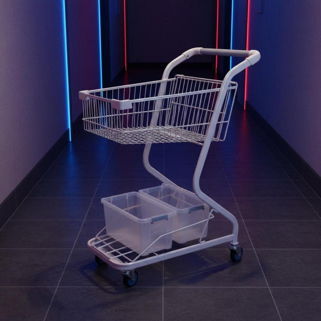 TwoTier Shopping Cart PU Wheels Metal Trolley Heavy Duty Convenience Store for