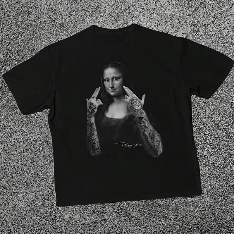 Европейский и Американский Стиль 2025 Y2K Топ 90-х Ретро Креативный Принт KawaiiEmo Девушка Бэби Уличный Панк Готика Kpop Харадзюку 4XL