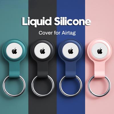 Original Liquid Silicone Protective Cover For AirTag Case Protector Bumper On for Apple AirTags Tracker Keychain Buckle Llavero