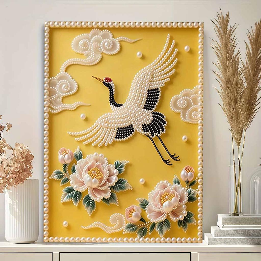 DIY Swan Pearl Art Painting for Home Wall Decor Pearl Gem Paintings Picture Arts Craft  for Adults/Beginners Gift Idea Home Decor Without Frame