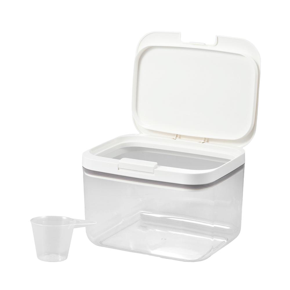 

Automatic Pop-Up Laundry Container 2.8/4.5/5.5L Dishwasher Pods Storage Box Sealed Laundry Pods Case with Measure Cup for Home 2.8L