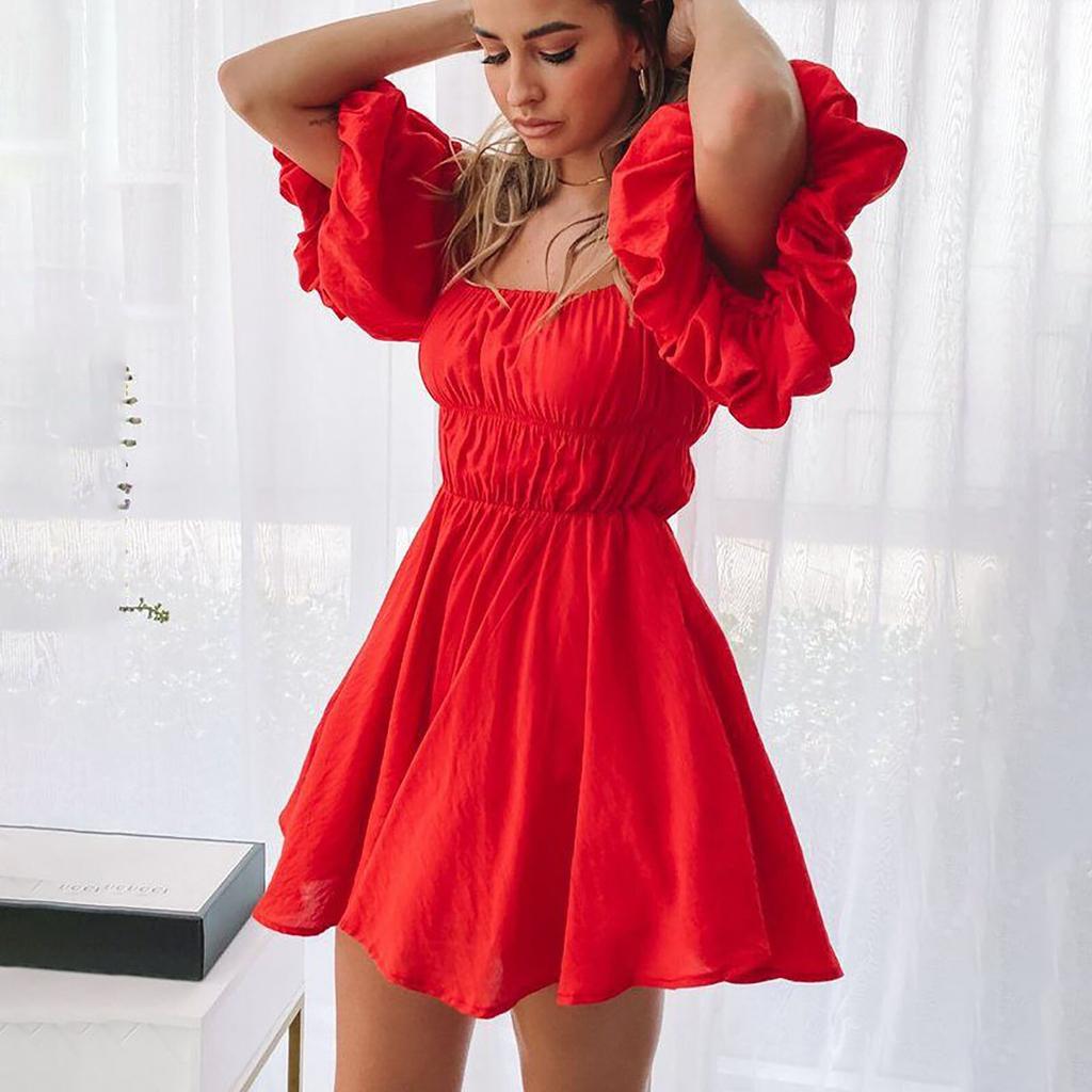 Buy Women Summer Puff Sleeve Dress 
