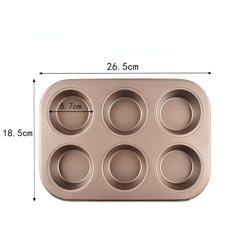 

Форма для торта на 12 отверстий, 12 емкостей для выпечки, противень для выпечки на 12 отверстий, решетка для гриля, 5 см, форма для выпечки, противень для духовки 6Pcs золотой
