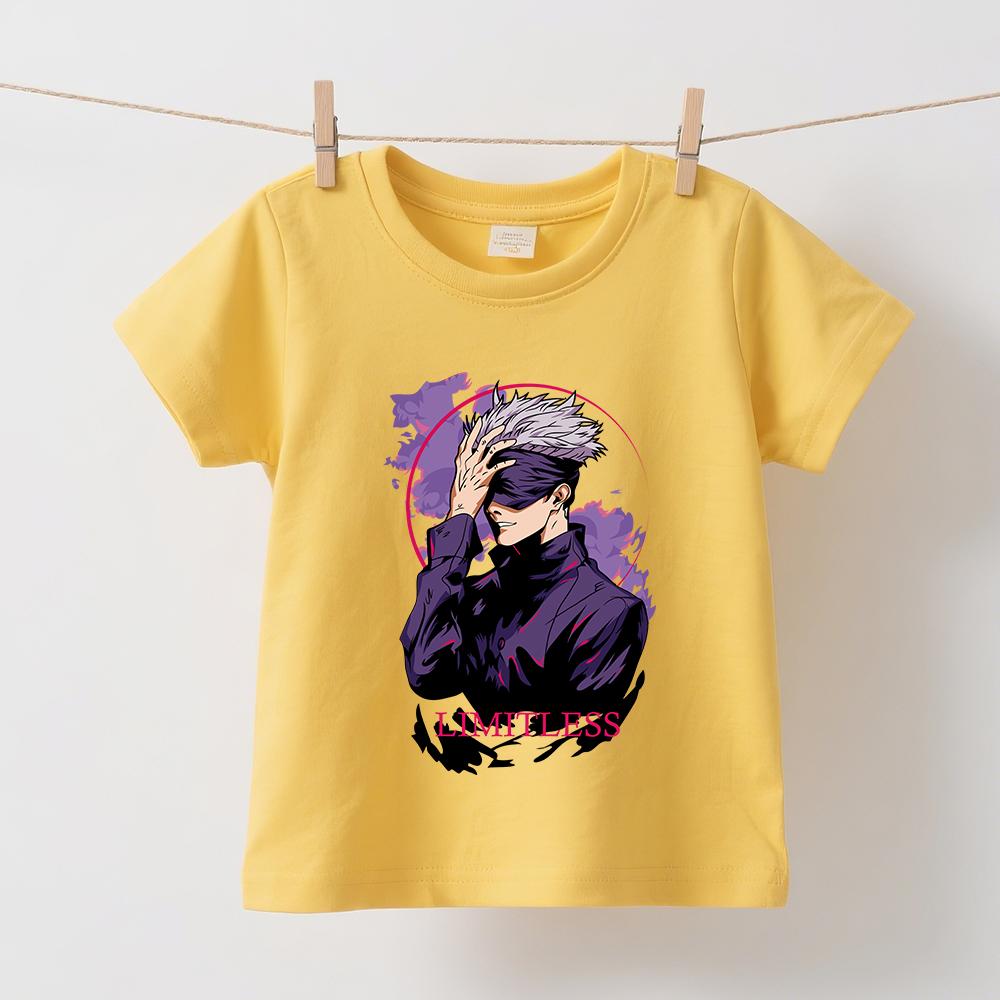 Jujutsu Kaisen Satoru Gojo Anime Print T Shirts for Boys Girls Cotton Soft Casual Tee Kids Short Sleeve Summer Top