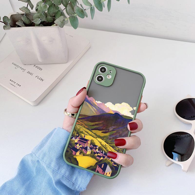 Hand Painted Phone Case For iphone X XS XR Scenery Shockproof Cases For iPhone 15 14 12 13 11 pro MAX Mini 7 8 Plus SE2 Cover