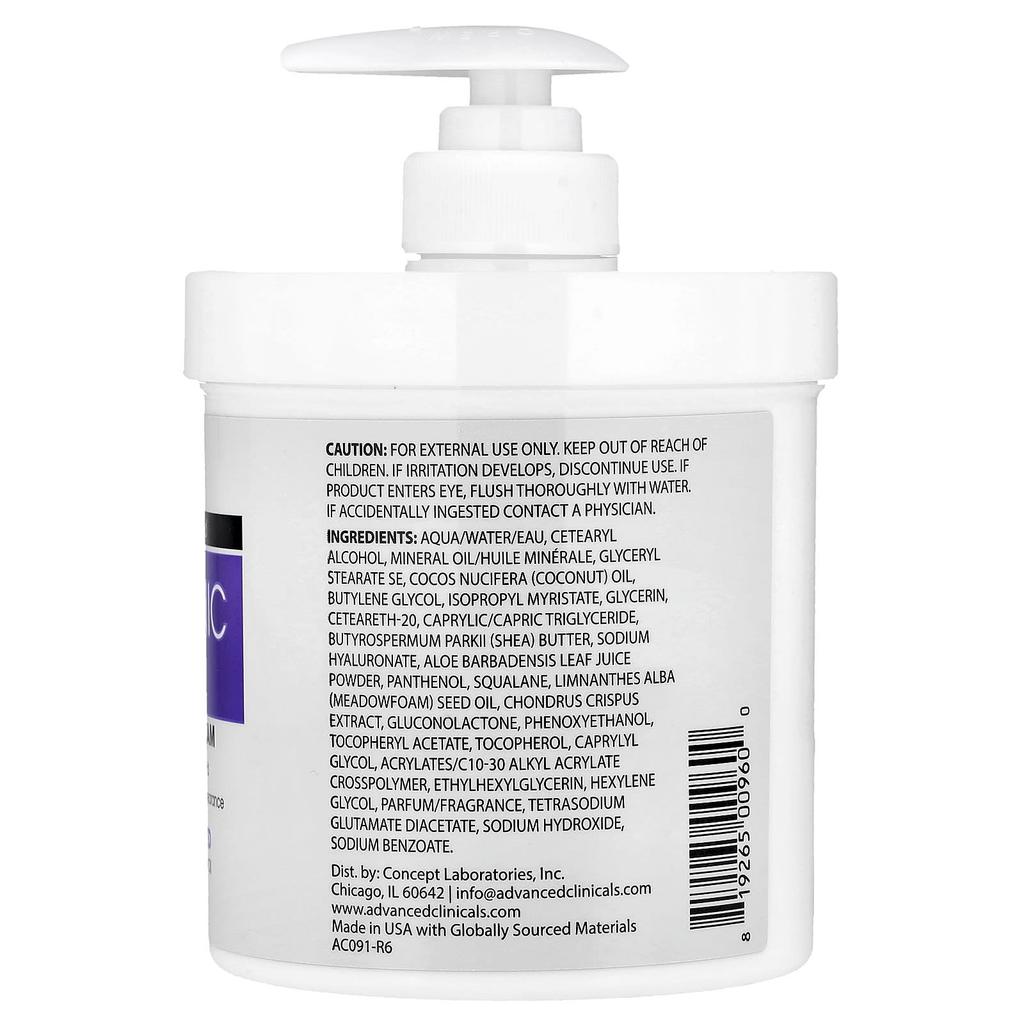 Hyaluronic Acid Hydrating Body Cream, 454G(16Oz)