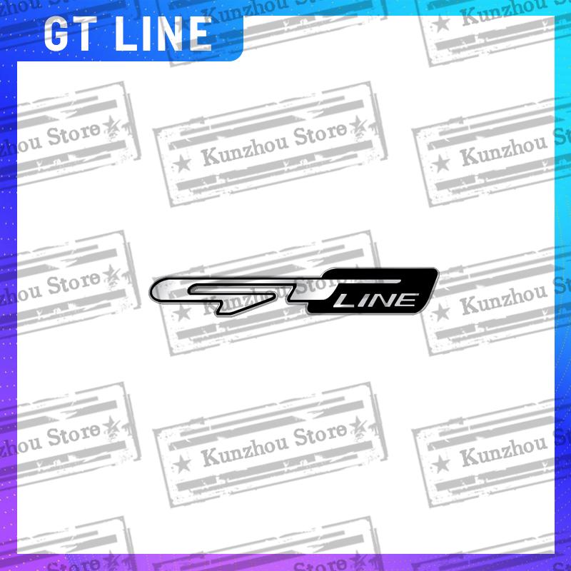 1x For GT Line Kia Sorento Ceed Picanto Sportage Stinger Niro Rio Car Steering Wheel Badge Zinc Alloy Car Interior Emblem Decal