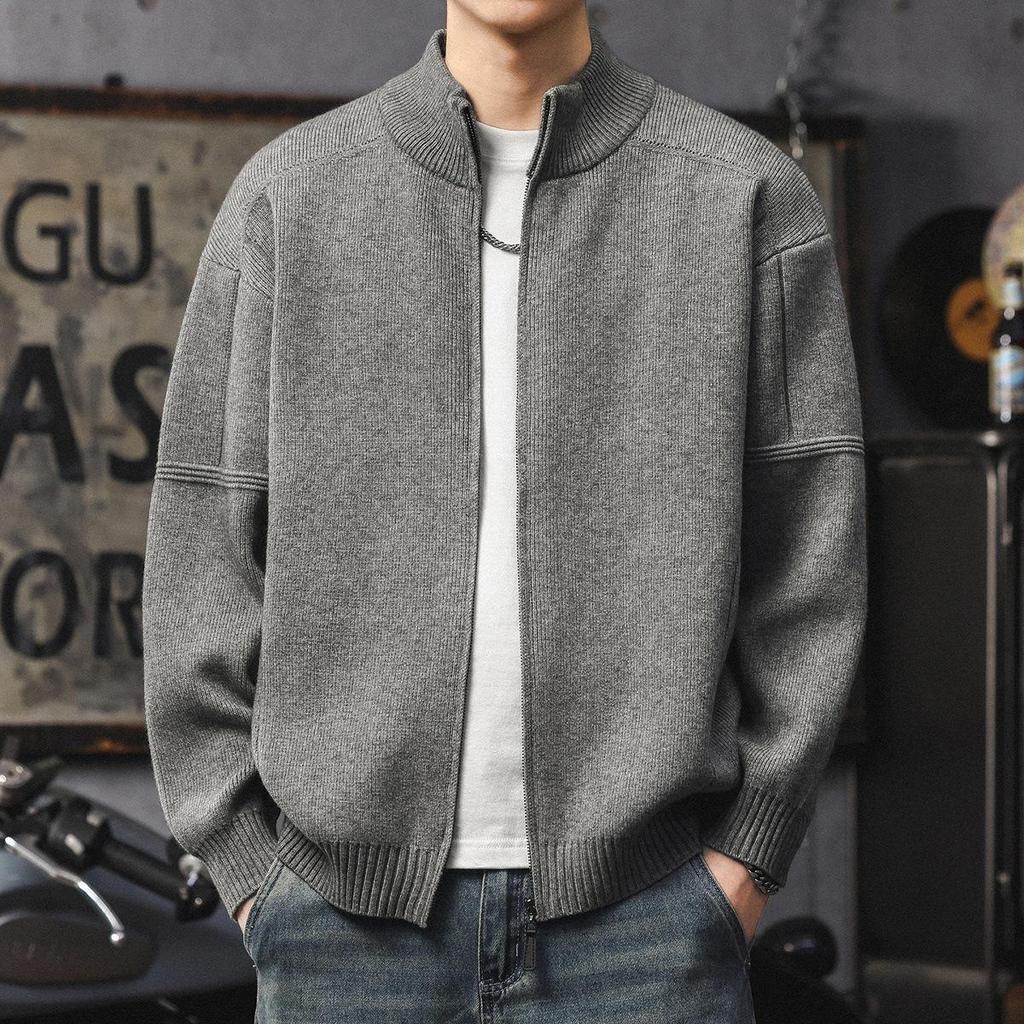 Men's Heavy-Duty Casual Zipper Knit Cardigan Sweater