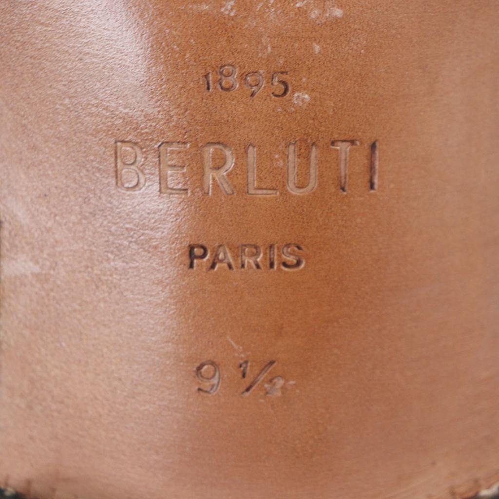 Great BERLUTI Loafers Gale Cursive Slippers Black Venice Calfskin Leather 9.5 Used