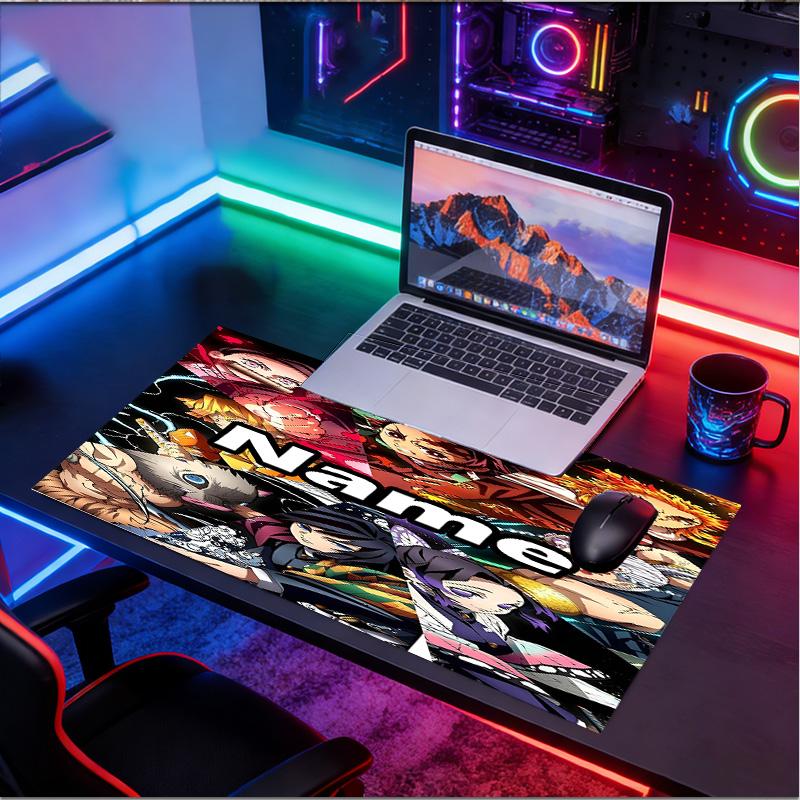 Custom Name Personalized Demon Slayer Pattern Mousepad, Laptop PC Desk Mat, Decorative Desk Mat for Home Keyboard Pad Gift