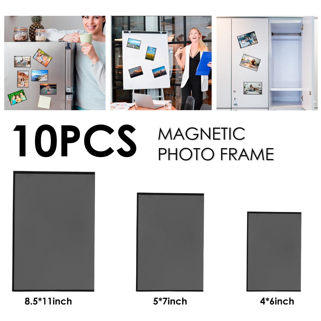 10Pcs Blank Photo Frame Magnetic Photo Frames for Refrigerator with Black Border Pictures Display Frame 4"X6",5"X7",8.5"X11"