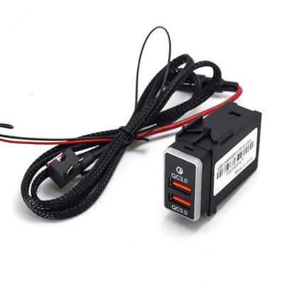 1PC Double USB Charger Car Interface Socket Double Connector Double QC3.0  Voltage Display For NISSAN