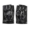 Women Heart Cutout Rhinestone Fingerless Gloves, Punk Faux Leather Half Finger Gloves for Dancing, Cosplay, Biking, Party, Performance