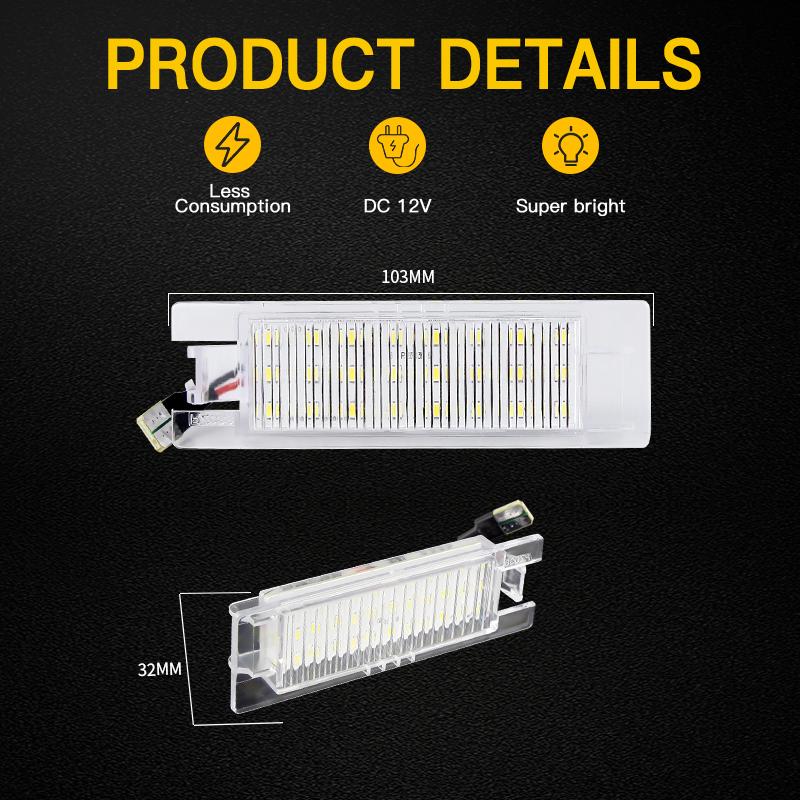 2PCS Rear OEM LED License Plate Light Bulbs For Opel Corsa C 2001-2006 D 2006-2011 E 2014-2019 Astra H 2004-2010 K 2015-2026