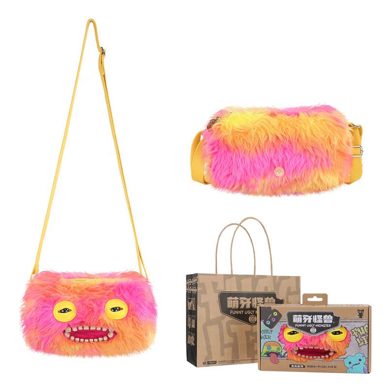 Market-6 Pluche Crossbody Tas Graag Lelijk Monster Pluizige Schoudertas Portemonnee Verstelbare Riem Verjaardagscadeau Met Doos pink