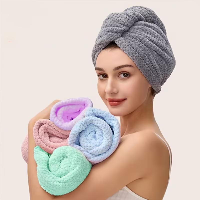 Microfiber Hair Towel Wrap Soft Quick Dry Hair Drying Cap Anti Frizz Hair Turban Bathroom Accessory