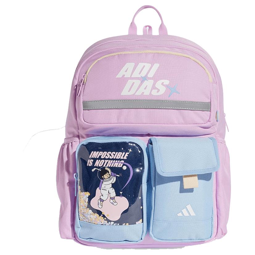 

Adidas Полиэстеровый рюкзак детский светло-фиолетовый и с глянцевой отделкой синий Adidas JZ3184