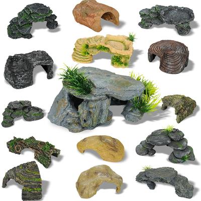 Terrari Piattaforma per il Basking Acquari Grotta Rifugio per Rettili Tartarughe Acquari Decorazione Paesaggistica per Casa Ufficio