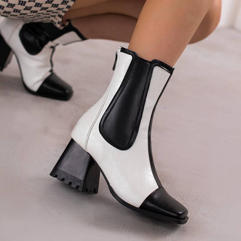 Krazing Pot Polyurethane Autumn Winter Shoes 47 Size 48 Chelsea Boots Stone Patterns Square Toe Slip On Keep Warm Ankle Boots