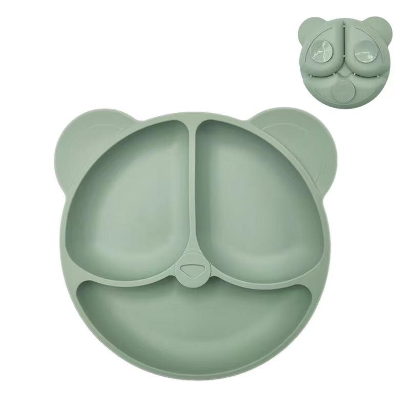 Baby Safe Silicone Dining Plate Suction Cartoon Children Dishes Feeding Toddler Training Tableware Retro Kids Smile Face Bowl