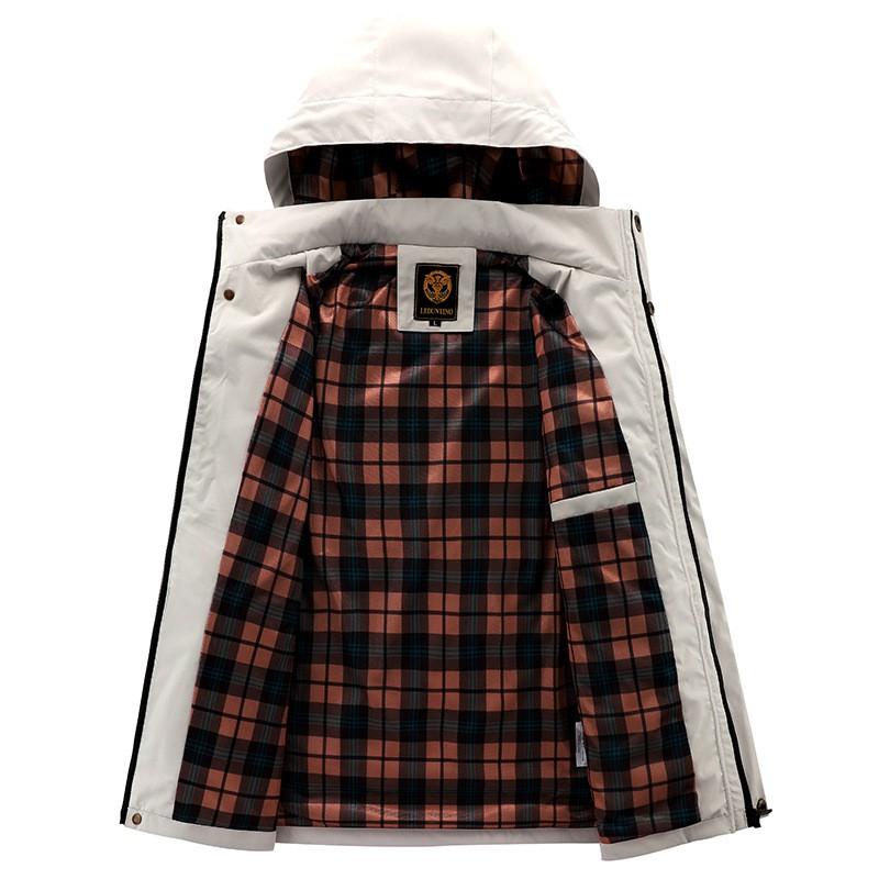 Mens Hooded Casual Jacket Winter Parka Outerwear Solid Color Windproof Water Resistant Loose Fit