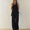 Zbzr Spring New Women Clothes Western Style Asymmetric Hanging Neck Top Draping Pants 0347302 0347303