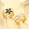 Elegant Women's Adjustable Titanium Steel Geometric Ring - Non-Fading Enamel Finish