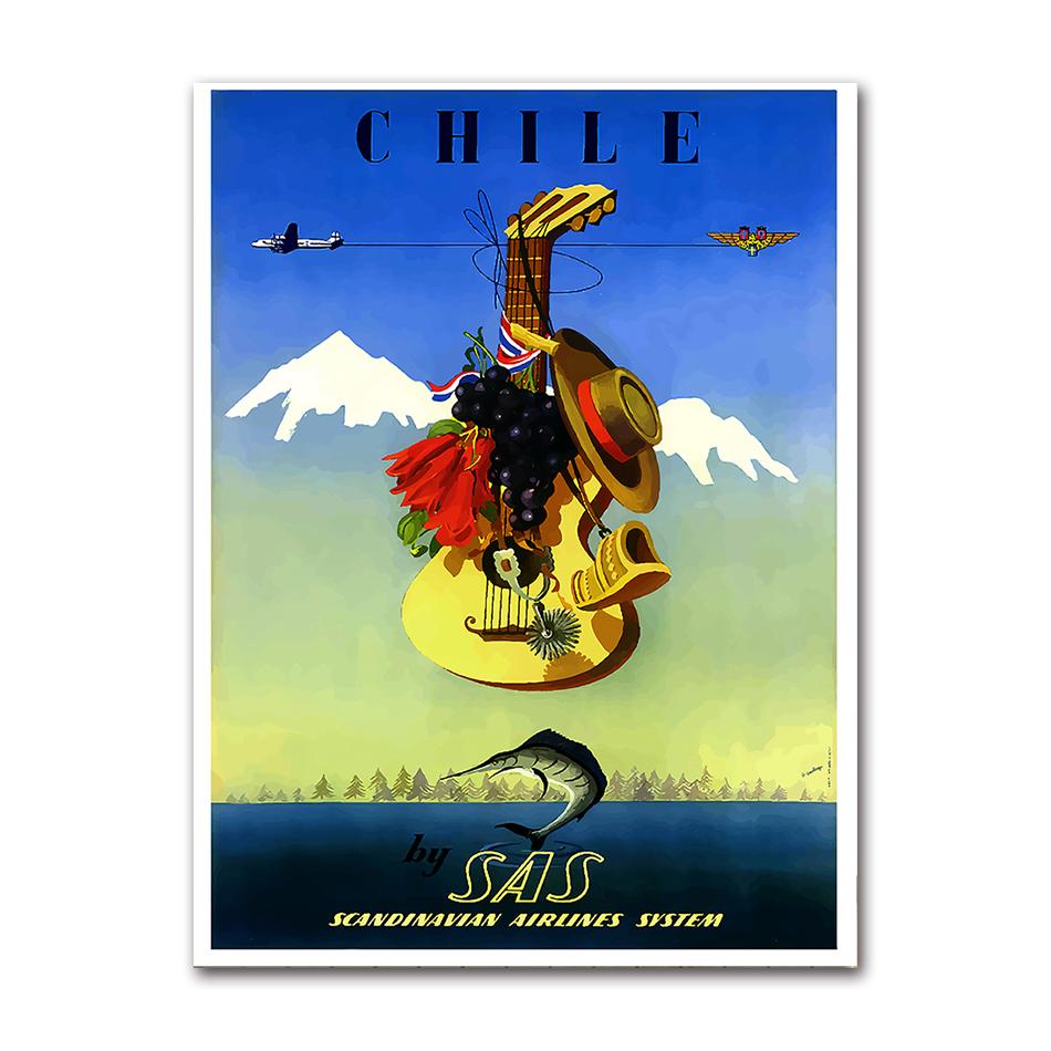 Pop Art Canvas Paintings Vintage Wall Kraft Posters Coated Stickers Home Decorative Gift Travel to Chile San Diego Alpaca