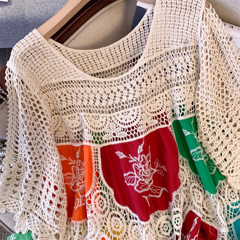 Dimanaf 2025 Nouvel Été Femmes Longue Robe Tricotée Basique Manches Robes en Dentelle Colorées Décontractée Ample