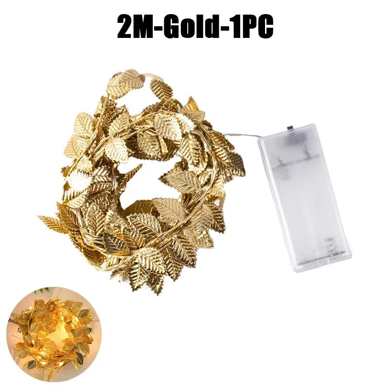 

2M 20LED золотые листья гирлянда гирлянда для свадьбы день рождения вечеринки украшение дома сад искусственные растения гирлянда лоза свет