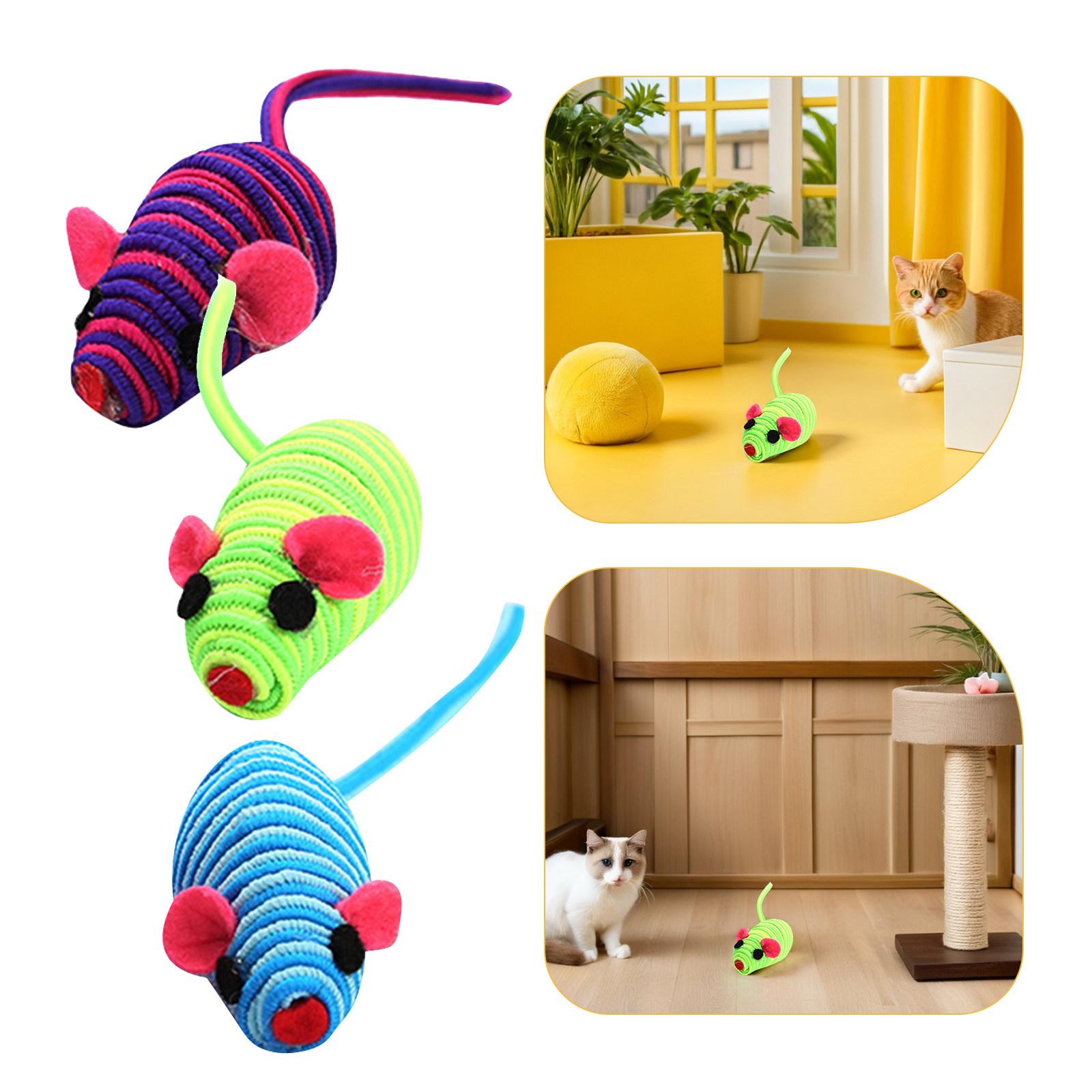 

12Pcs Elastic Rope Mouse Cat Teaser Playing Props Soft Durable Colorful Funny Pet Play Essential Elastic Rope Mouse 10X2X2CM