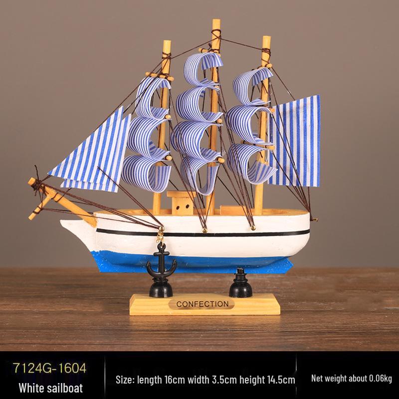 Wooden Pirate Ship Model: Small Boat Ornament for Office or Room Decoration