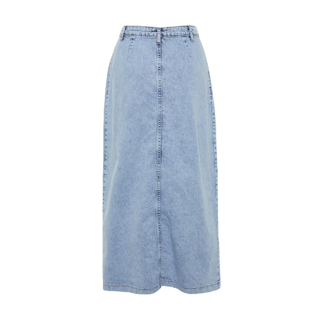 Dark Indigo Double Pocket High Waist Denim Denim Skirt Tctss23ee00002
