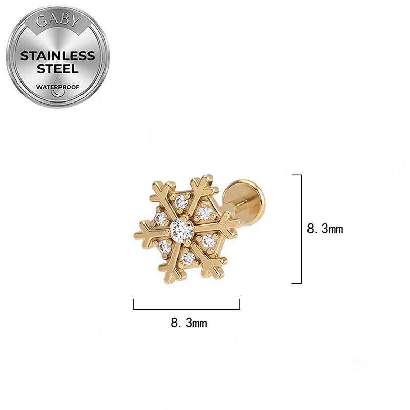 Titanium 316L Stainless Steel Luxury Snowflake Butterfly Earrings & Lip Studs