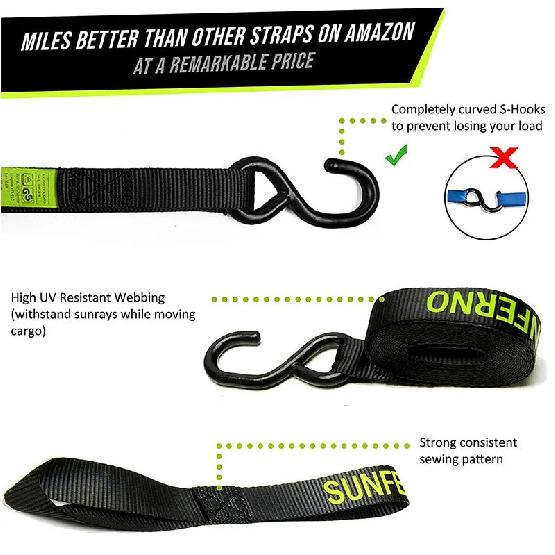 1Set Ratchet Tie-Down Strap Motorcycle Fixed Heavy Cargo Trailer Transportation Car Tension Rope Tie Down Strap Kit Annular Belt