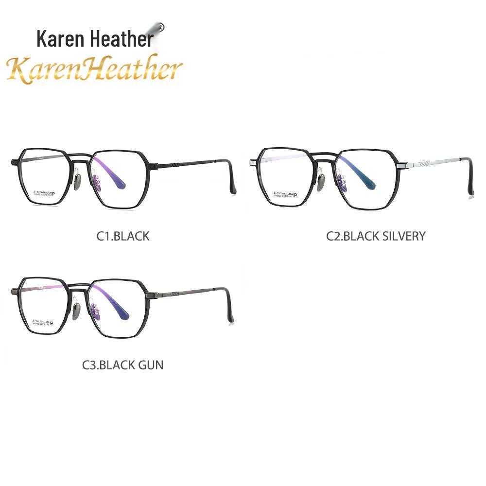 Titanium Anti-Blue Light Glasses, Fashionable Academic Style, Metal Frames, Flat Lenses, Myopia Compatible - Model 2402.